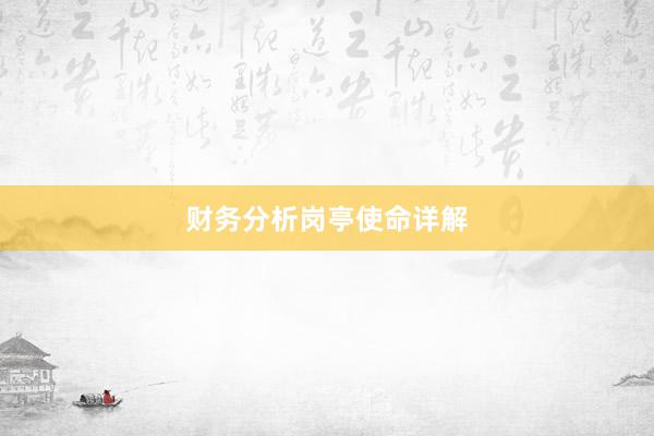 财务分析岗亭使命详解